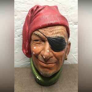 Vintage Bossons Pirate Eye-Patch Chalkware Head Wall Plaque Made in England